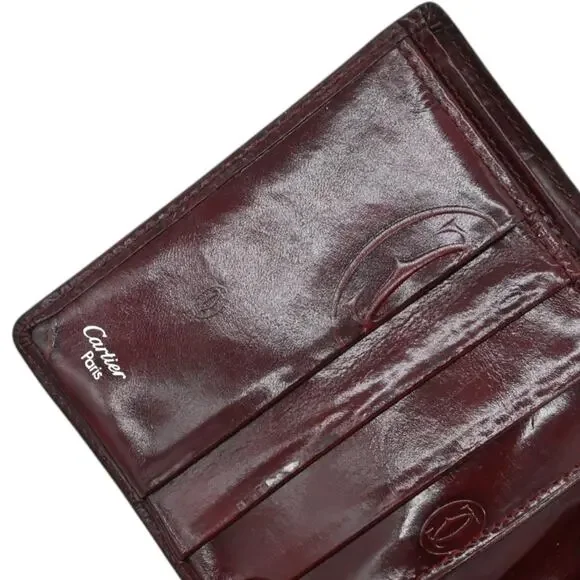 Cartier Red Double C Logo Bifold Shiny Leather Must de Wallet